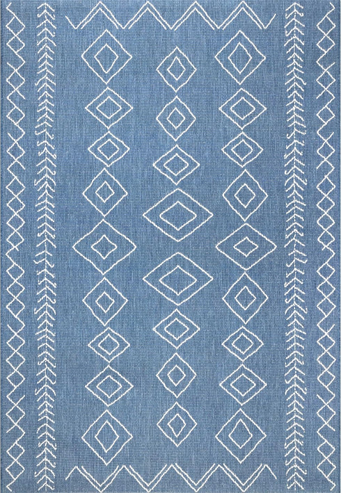 nuLOOM Serna Moroccan Accent Rug, Indoor/Outdoor, Rectangular, Blue, 2' x 3', 0.1" Thick