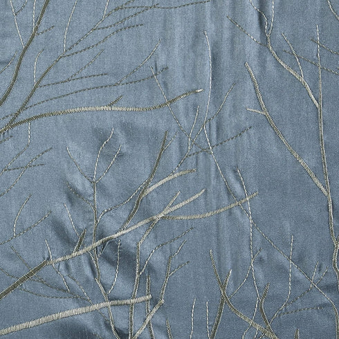 Andora Embroidered-Rod Pocket Valance, 50" x 18", Blue - Madison Park Small Faux Silk Valances for Window