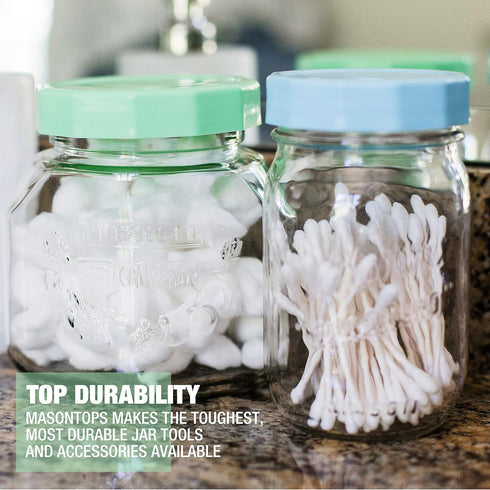 Masontops Tough Tops - Ball Wide Mouth Mason Jar Lids, Plastic Leakproof, Multi Colored Reusable Canning Lids