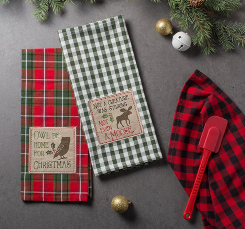 DII Holiday Kitchen Collection, Embroidered Dishtowel Set, Cabin Christmas, 18x28, 3 Piece