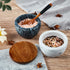 MarcZero Large Salt Box Spice Seasonings Keeper Pepper Container,Marble Base with Wooden Cover,Salt Cellar Big Capacity