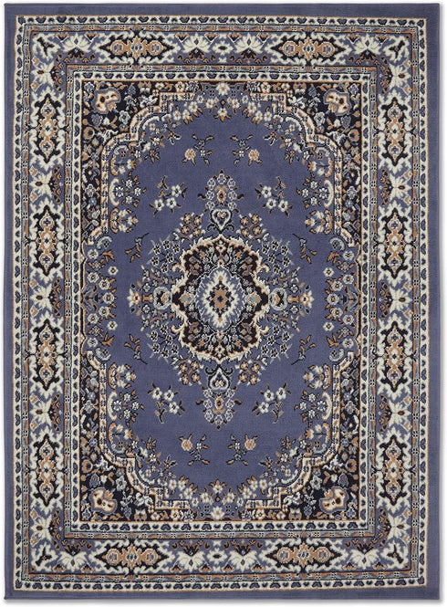 Home Dynamix Premium Sakarya Traditional Medallion Border Area Rug, Country Blue, 3'7"x5'2" Rectangle