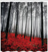 Ambesonne Forest Shower Curtain, Mystical Woodland Fog Trees Art Photography, 69" W x 70" L, Red Grey.