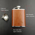 3oz Brown Red Leather Wrapped Hip Flask with Funnel, 18/8 Stainless Steel (YM102)