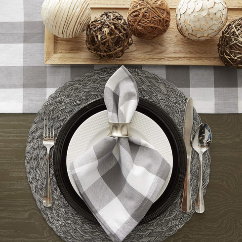 DII Buffalo Check Collection - Classic Farmhouse Table Runner, 14x72, Gray & White for Home Decor
