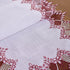 90 inches 16x90) White Dark Red Linen Lace Table Runner Long, Claret Dresser Scarf Table Topper for Christmas Kitchen