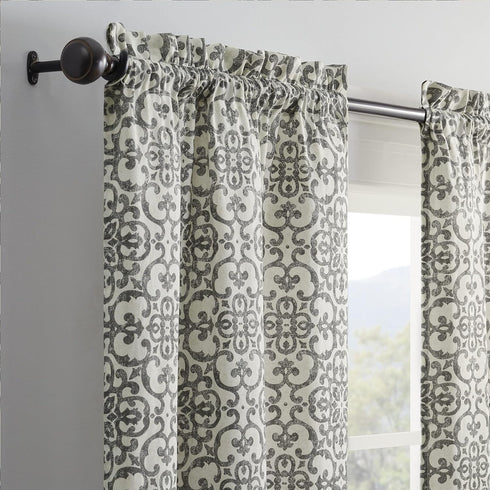 PAIRS TO GO Brockwell Decorative Window Treatment Rod Pocket Curtains, 28" x 63", Charcoal