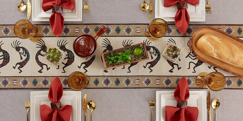 DII Southwest Hacienda Stripe Table Runner, 13x72, Part of the Tabletop Collection, Kokopelli Tapestry