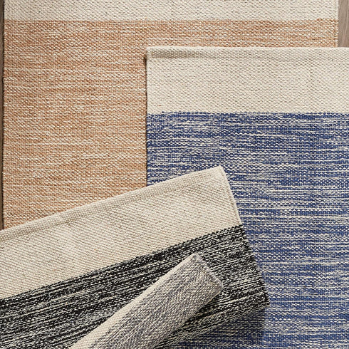 DII Woven Rugs Collection, Hand-Loomed, 2x3', French Blue Border