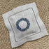 Hand Embroidered Lavender Pillow Sachet Bag “Lavender Crown” – Natural Linen Cushion 6"x6", Set of 3