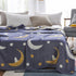 J-pinno 100% 6 58" 80") Bright Moon Stars Muslin Blanket Reversible Cotton Layer Quilt Bed Blanket Soft Warm Throw Sofa