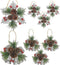 Pinecone Berry Pine Twig Christmas Ornaments, Set of 8, Glittered Snowflakes and Bells with Pine Cones and Red Berries