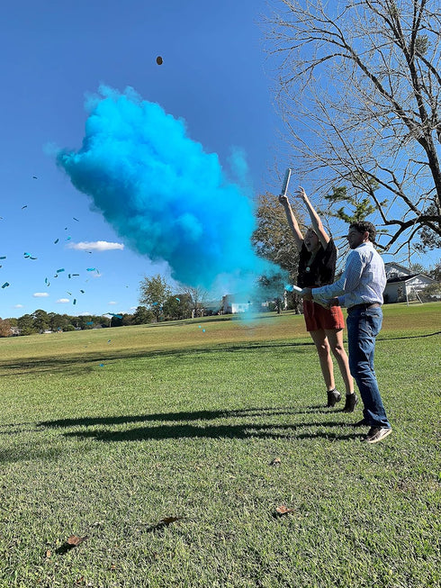 16 Inch 2 Pack Gender Reveal Surprise - Blue Gender Reveal Powder Cannon Bundle - Easy to Use Blue Powder Cannon