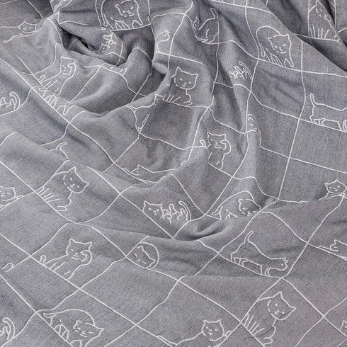 J-pinno 100% 6 70" 82") Kitty Cat in Grid Muslin Blanket Cotton Layer Quilt Bed Blanket Soft Warm Throw Sofa Couch Kids