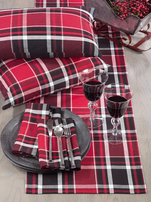 Saro Lifestyle Buffalo Plaid Cotton Table Runner, Red, 16" x 72"