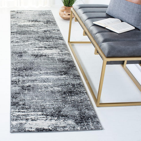 SAFAVIEH Evoke Collection 2'2" x 7' Ivory/Dark Grey EVK272G Modern Abstract Non-Shedding