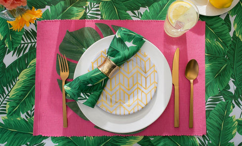 DII Outdoor Tabletop Collection, 60" Round, Stain Resistant & Waterproof, Banana Leaf