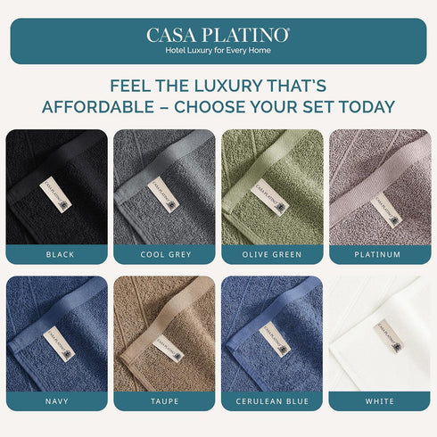 6 Pack 13x13 inches 100% Set Casa Platino White Washcloths - - Cotton - Premium Quality Wash Cloths for Bathroom - Well