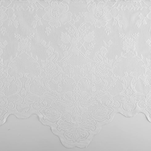 No. 918 Alison Floral Lace Sheer Rod Pocket Kitchen Curtain Tier Pair - 58" x 36", White