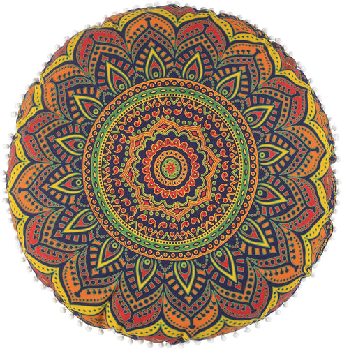 32" Large Round Mandala Hippie Floor Pillow Cover - Hippie Cushion Cover - Ombre Pouf shams - Meditation Seating