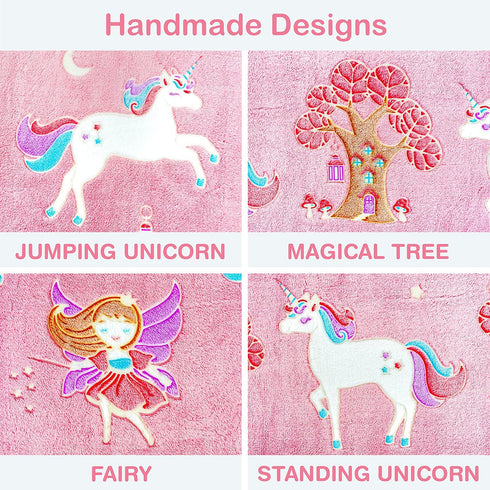 Glow in The Dark Unicorn Blanket for Girls Soft Pink Fleece Throw. Great Christmas, Birthday, Baby, Toddler Unicorn