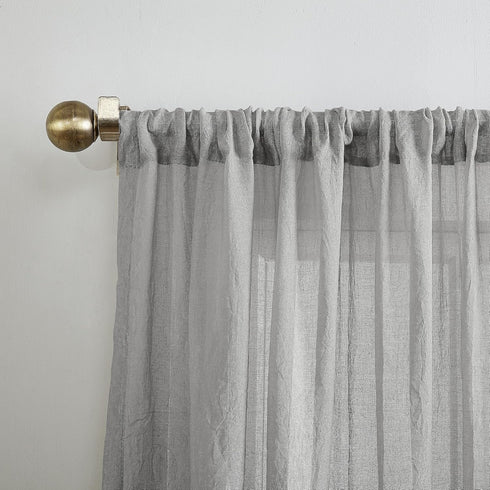 No. 918 Tayla Crushed Texture Semi-Sheer Curtain Panel, 50" x 120", Gray, Rod Pocket