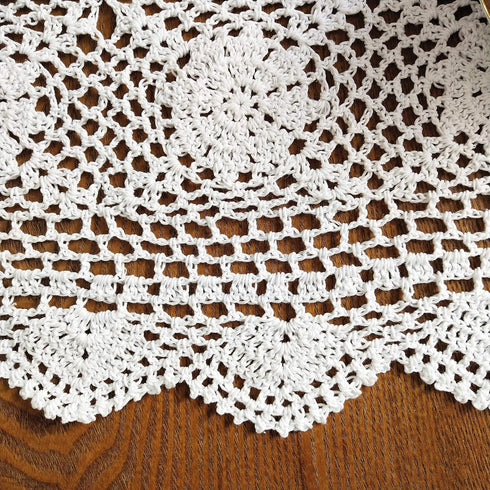 2pcs, 15X27inches,Hand USTIDE Crochet Lace Table Runner White Crochet Table Doilies Table Topper for End Table
