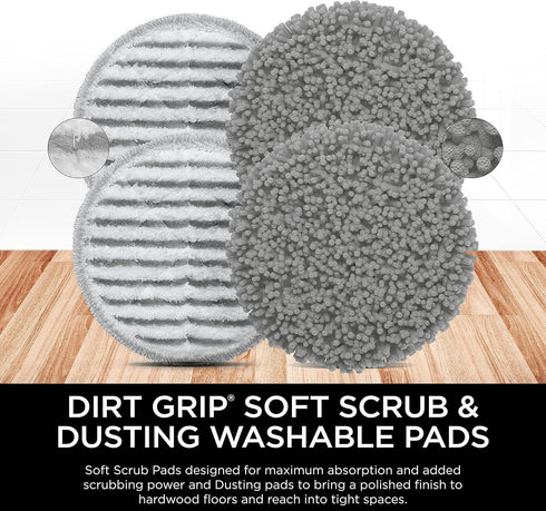 S8001, S8201, S7201 S7001, XKITP7000D Shark Steam & Scrub Dirt Grip Soft Scrub & Dusting Washable Pads, Fully Reusable