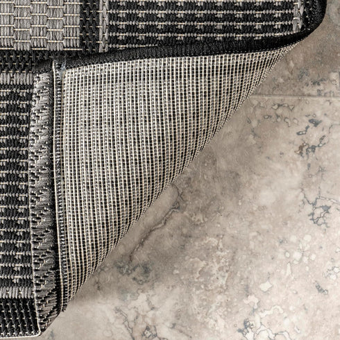 nuLOOM Gris Bordered 2x3 Indoor/Outdoor Accent Rug, Grey/Black for Living Room, Patio, Kitchen