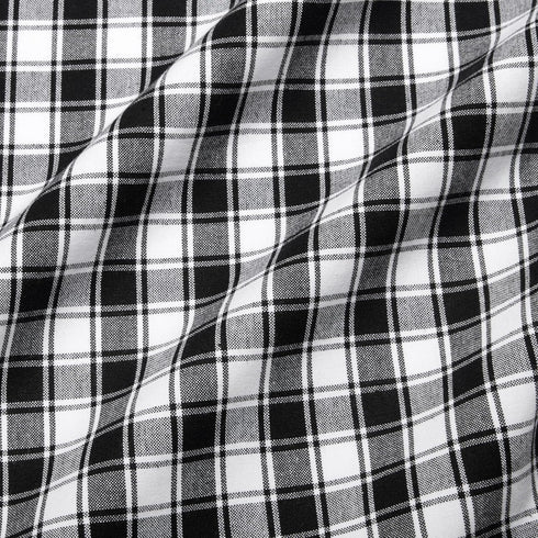 Cackleberry Home Set of 2 Black and White French Check Cafe Curtains, Woven Cotton 28"W x 24"L