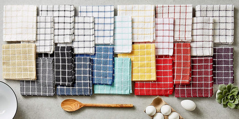 DII Aqua Basic Terry Collection Windowpane Dishcloth Set, 12x12, 6 Piece