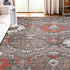 Superior Indoor Area Rug, Modern Oriental Floral Damask, 4' x 6', Jute Backed, Grey Brown for Living Room