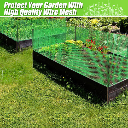 16in 40ft Garden Fence Green Plastic Mesh- x Plastic Chicken Wire Plastic Netting for Floral Arrangements, Poultry
