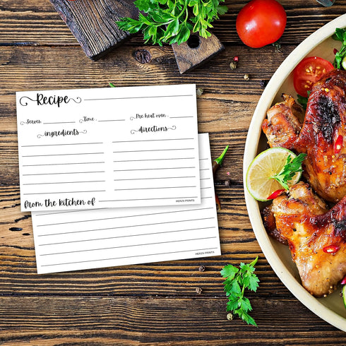 Double-Sided Recipe Cards 3x5 Inches, 50 Counts Durable Easy Typing - Minimal Modern (White)