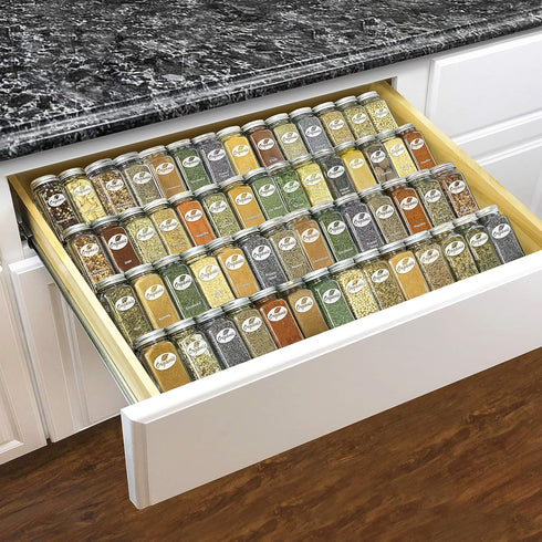 4 LYNK PROFESSIONAL Expandable Organizer - Heavy Gauge Steel Tier Spice Rack Insert Tray for Spice Jars, Herbs