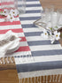 SARO LIFESTYLE Cabana Collection Cotton Stripes Tasseled Runner - 16" x 72", Navy Blue