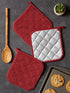 DII Basic Terry Collection Quilted Potholder - 100% Cotton, Barn Red, 3 Piece