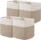 UBBCARE Cotton Rope Storage Basket Set of 4, 11 x 10.5 x 10.5 In, Woven Organizing Bins with Handles, White/Brown
