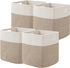 UBBCARE Cotton Rope Storage Basket Set of 4, 11 x 10.5 x 10.5 In, Woven Organizing Bins with Handles, White/Brown