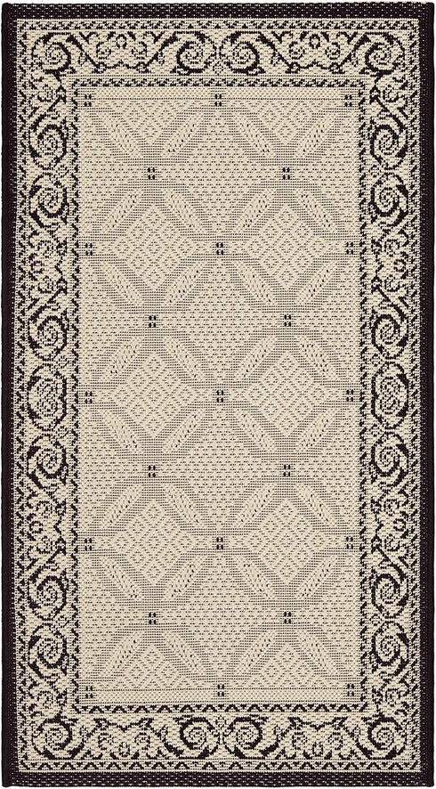 SAFAVIEH Courtyard Collection Accent Rug, 2' x 3'7", Sand & Black, Washable for High Traffic Areas