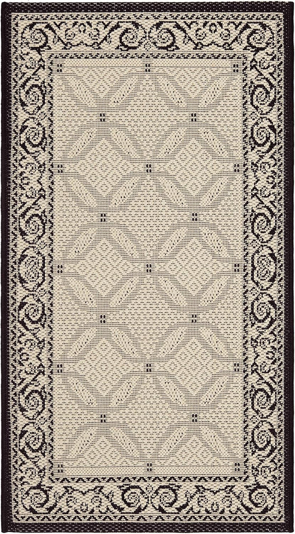 SAFAVIEH Courtyard Collection Accent Rug, 2' x 3'7", Sand & Black, Washable for High Traffic Areas