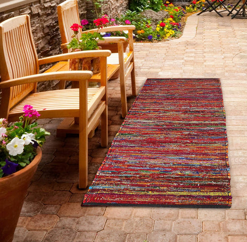 Cotton Multi Chindi Hand Woven Rugs 24x36 inch Multi Color,Cotton Area Rugs,Indoor Out Door Rugs 2'x3',Rugs for Living Room, Machine Washable Rugs,Hand Woven & Kitchen Entryway Rug by THE BEER VALLEY