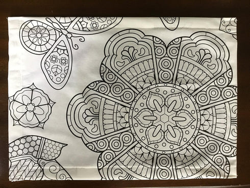 Mandala Design Set of 4 Placemats, Interactive Coloring Placemats for Kids, Washable and Reusable DIY Activity