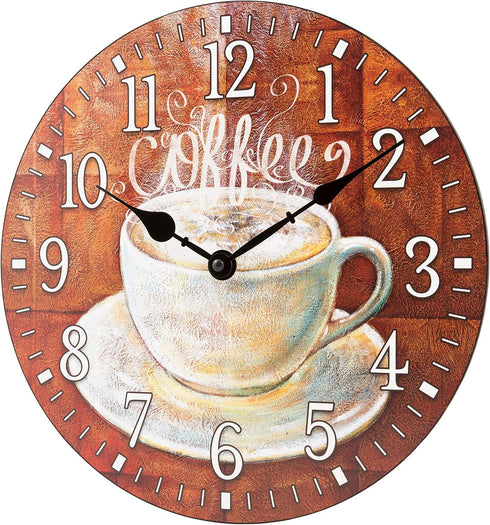 La Crosse Clock 404-2631C-INT, 12-Inch Round Coffee Decorative Quartz Analog Wall Clock