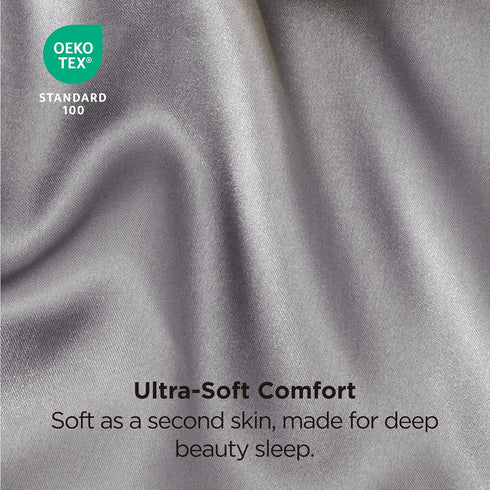 Bedsure King Size Satin Pillowcase Set of 2 - Dark Grey Pillow Covers for Hair and Skin, 20x36 Inches