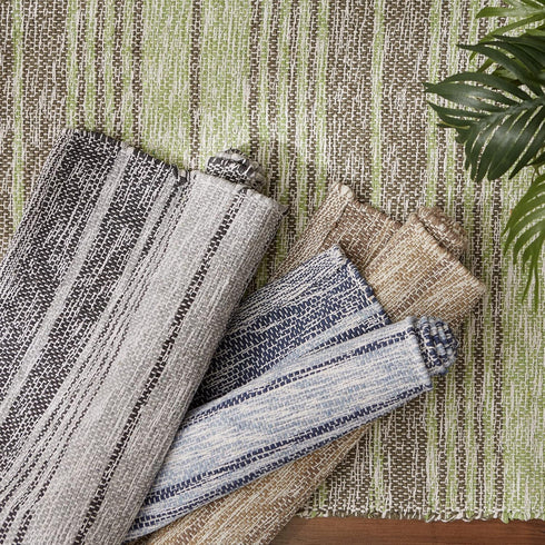 DII Woven Rag Rug Collection, Recycled Yarn Variegated Rustic Stripe, 2x3', Gray