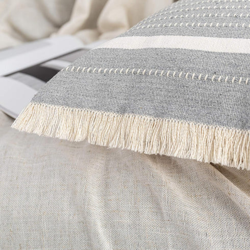 12 20 Inches, OJIA Modern Throw Pillow Cover with Tassels, Decorative Liana Fringe Accent Cushion Case, Farmhouse Woven