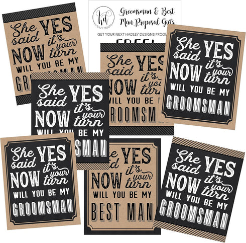 Hadley Designs 6 Will You Be My Groomsman + 1 BONUS Best Man Proposal Stickers or Labels Set for Groomsmen Party Favors