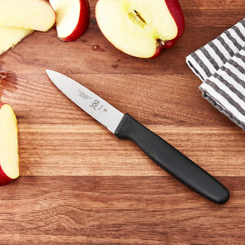 Mercer Culinary M23900P Millennia Paring Knife, 3-Inch Slim, Black Handle