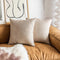 Demetex 18x18 Linen Pillow Covers, Beige Farmhouse Square Decorative Accent Throw Pillows, Set of 2